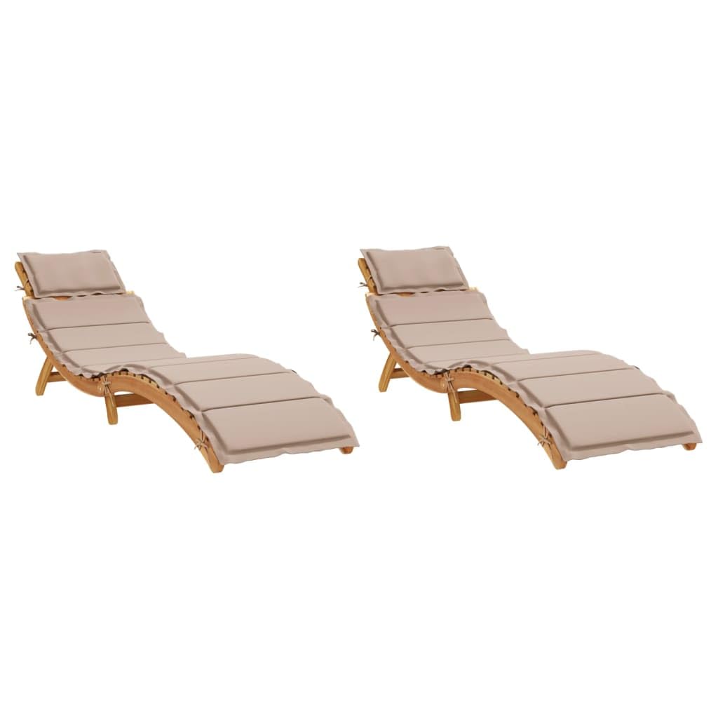 vidaXL Adjustable Sun Loungers with Cushions (Pack of 2) - Thumbnail 2