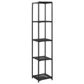 vidaXL Black Poly Rattan Storage Shelf - Versatile 5-Tier Display Rack for Living Room, Bedroom and Patio - Compact, Durable and Easy-to-Clean