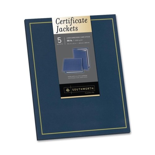 Wholesale Case Of 15 - Southworth Certificate Jackets-Certificate Jacket,9-1/2'X12',5/Pk,Navy W/Gold Foil Border