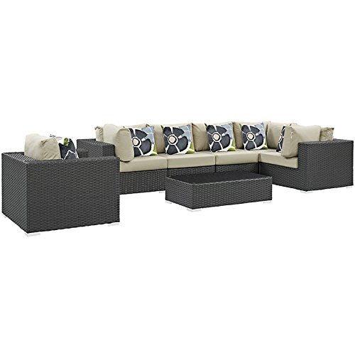 Modway Zephyr 7 Piece Outdoor Patio Sunbrella Sectional Set WL-02634-MW