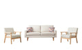 Lilola Home Bahamas Beige Linen Sofa and 2 Chairs with 2 Throw Pillows