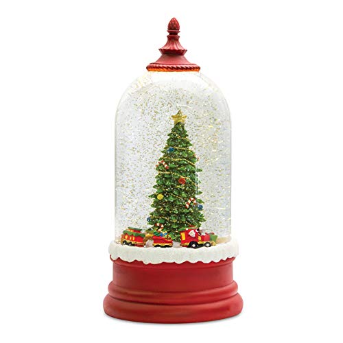 Melrose Modern Home Decorative Snow Globe With Tree 10.5' H Plastic 6 Hr Timer 3 Aa Batteries, Not Included Or Usb Cord Included