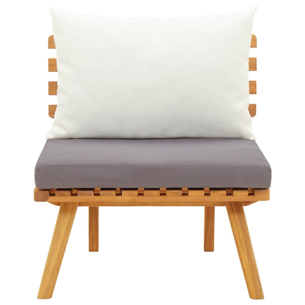vidaXL Solid Acacia Wood Patio Chair with Cushions - Classic Outdoor Furniture for Garden, Deck, Lawn - Easy Assembly, Light Wood Finish, Dark Gray and White Cushions