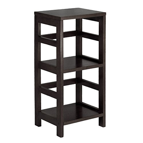 Ergode Wood Omaha Storage Rack | 2 Foldable Baskets | Black Finish | Sturdy Shelves | Easy Assembly | Ideal for Organizing Any Room | (92314-VV)