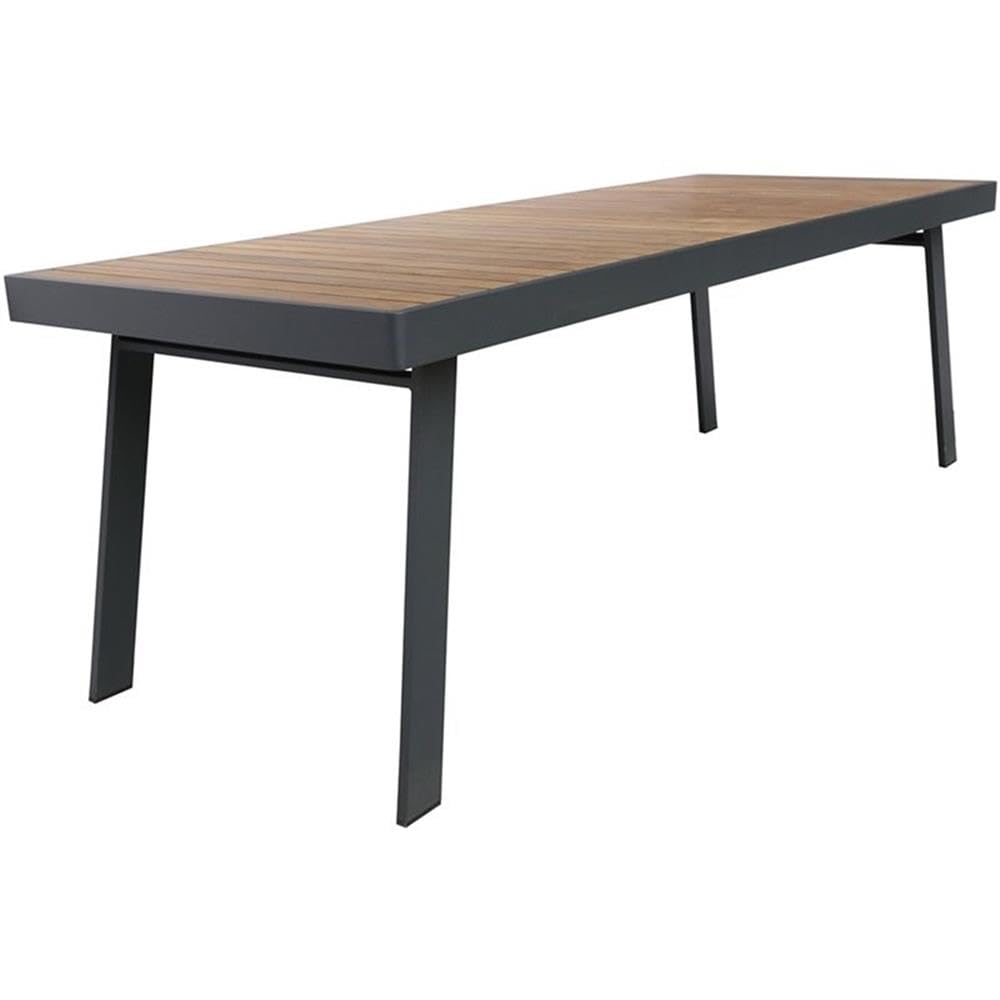 Armen Living Nofi Outdoor Dining Table, Charcoal/Teak Wood