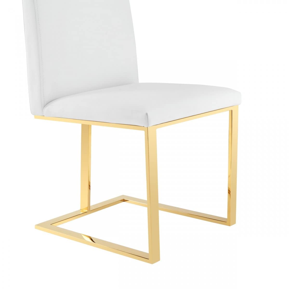 HomeRoots Faux Leather, Stainless Steel White Gold Contemporary Dining Chair