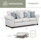 American Furniture Classics Pembroke Sleeper with Four Throw Pillows Sofas, Soft Washed Cream Tweed