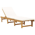 vidaXL Solid Acacia Wood Folding Sun Lounger with Adjustable Heights and Removable Cushion, Ideal for Poolside, Patio, Balcony, or Campsite