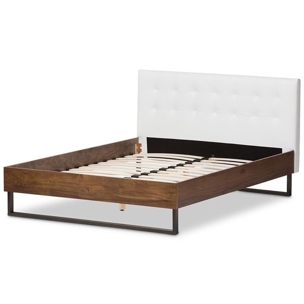 Baxton Studio Mitchell Faux Leather King Platform Bed in White