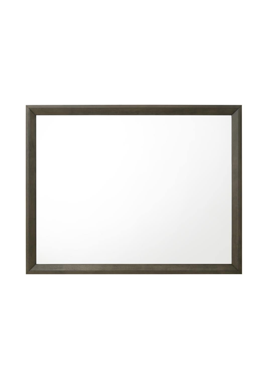 Acme Ilana Horizontal Rectangular Dresser Mirror With Wooden Frame In Gray