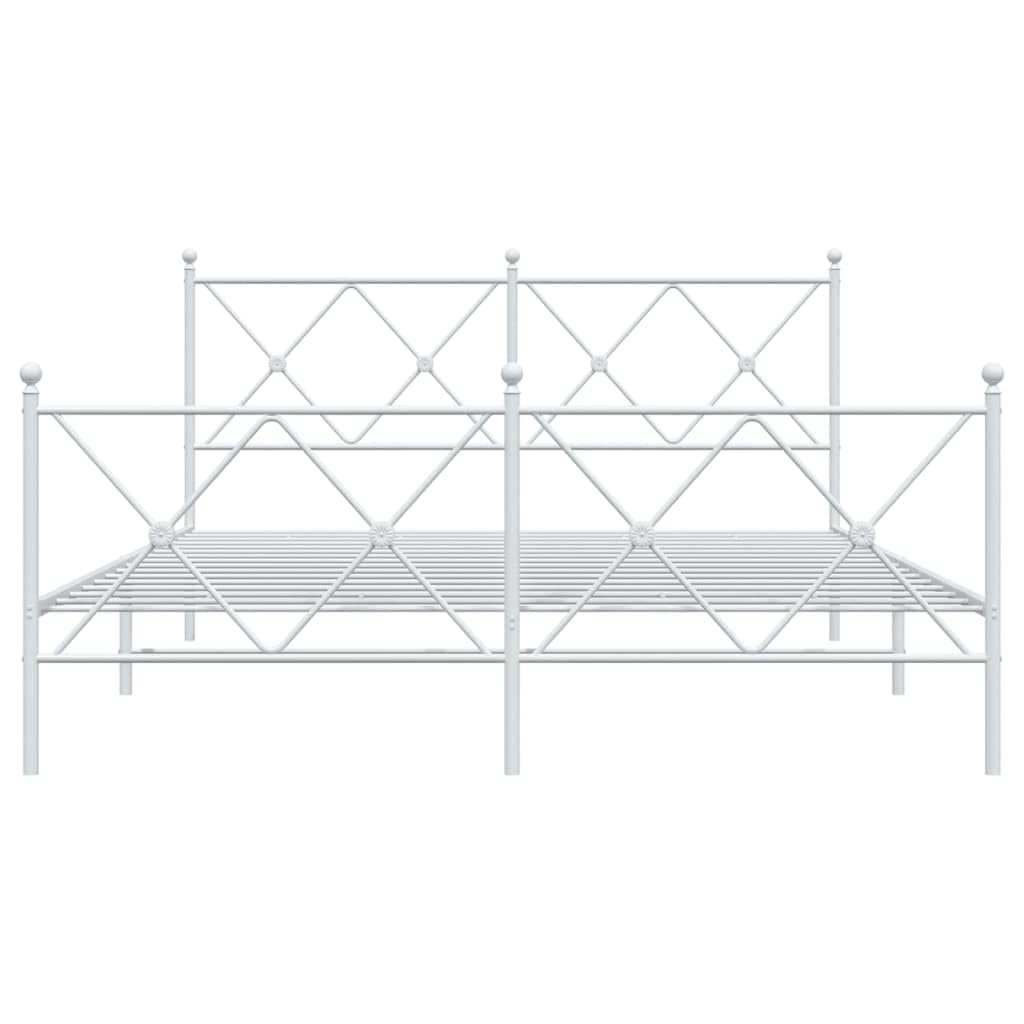 vidaXL White Steel Double Bed Frame with Headboard/Footboard - 81.5"x61.4"x35.6" for Mattress 59.1"x78.7"