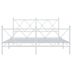 vidaXL White Steel Double Bed Frame with Headboard/Footboard - 81.5"x61.4"x35.6" for Mattress 59.1"x78.7"
