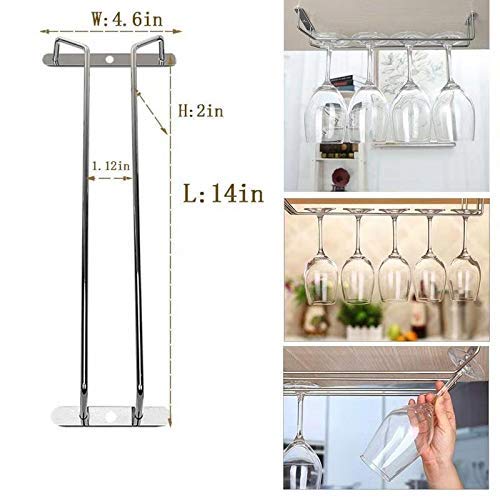 Reddreamer 14-Inch Wine Glass Rack, Under Cabinet Wine Glass Holder Stainless Steel Chrome Finish Stemware Rack - Hanging Stemwa