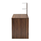 Baxton Studio Tobias Mid-Century Modern Two-Tone White and Walnut Brown Finished Wood Storage Computer Desk with Shelves