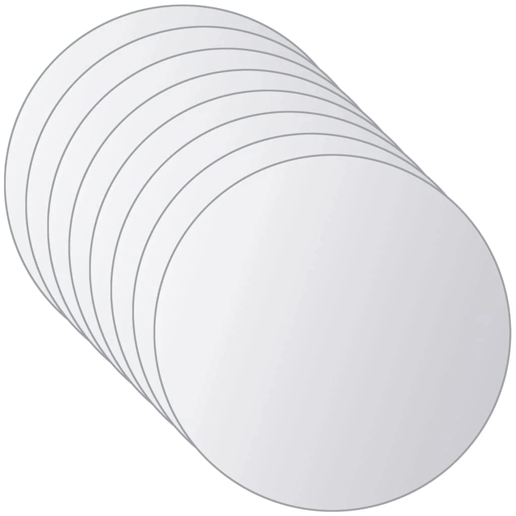 vidaXL 16 x Round Glass Mirror Tiles for Bathroom Living Room Bedroom Living Room Home Decoration