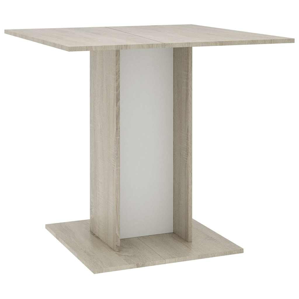 vidaXL Dining Table White and Sonoma Oak 31.5&quot;x31.5&quot;x29.5&quot; Chipboard