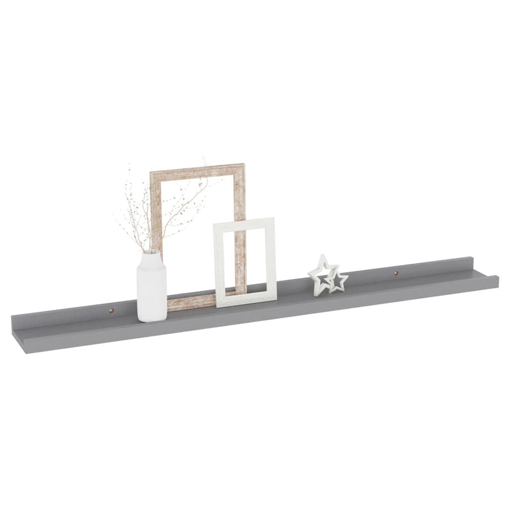 vidaXL Gray MDF Wall Shelves - Set of 4, 31.5&quot;x3.5&quot;x1.2&quot;, Versatile, Decorative, Easy to Install & Clean, Assembly Required