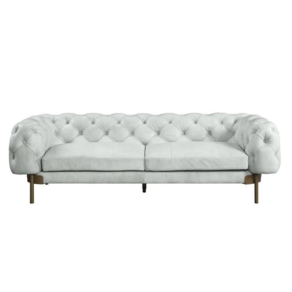 Acme Ragle Sofa in Vintage White Top Grain Leather