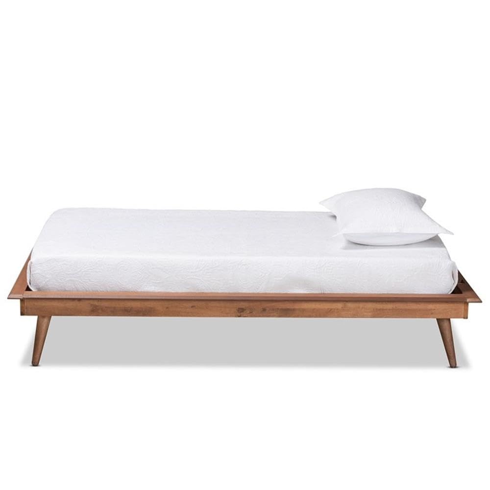 Baxton Studio Karine Mid-Century Modern Walnut Brown Finished Wood Twin Size Platform Bed Frame