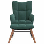 vidaXL Velvet Rocking Chair Set with Stool, Dark Green- Modern Design Lounge Seating Furniture with Steel Frame & Wooden Rails