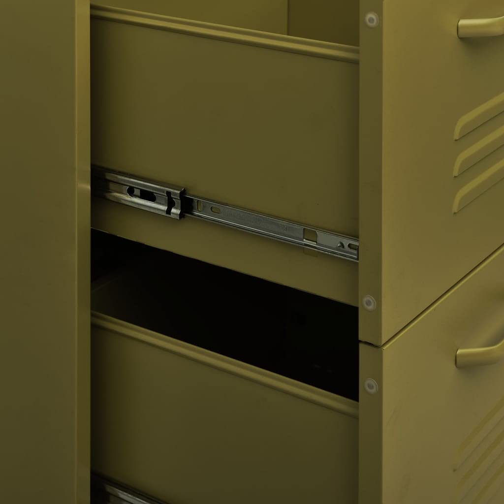 vidaXL Drawer Cabinet - Olive Green Large Storage Unit, 6-Drawer Industrial Style Cabinet, Resistant Steel Material, Fully Extendable, Easy Maintenance
