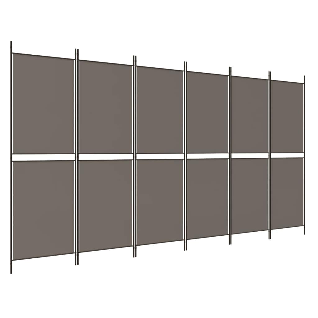 vidaXL 6-Panel Room Divider Anthracite - Durable Fabric and Iron Construction, Foldable Design, Ideal for Bedroom, Living Room and Office