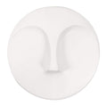 HomeRoots Round Matte White Glaze Finish Ceramic Face Wall Sculpture