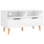 vidaXL Scandinavian Style TV Stand - High Gloss White, Modern Design Media Storage, Home Entertainment Unit, Practical Engineered Wood, Measures 35.4"x15.7"x19.1"