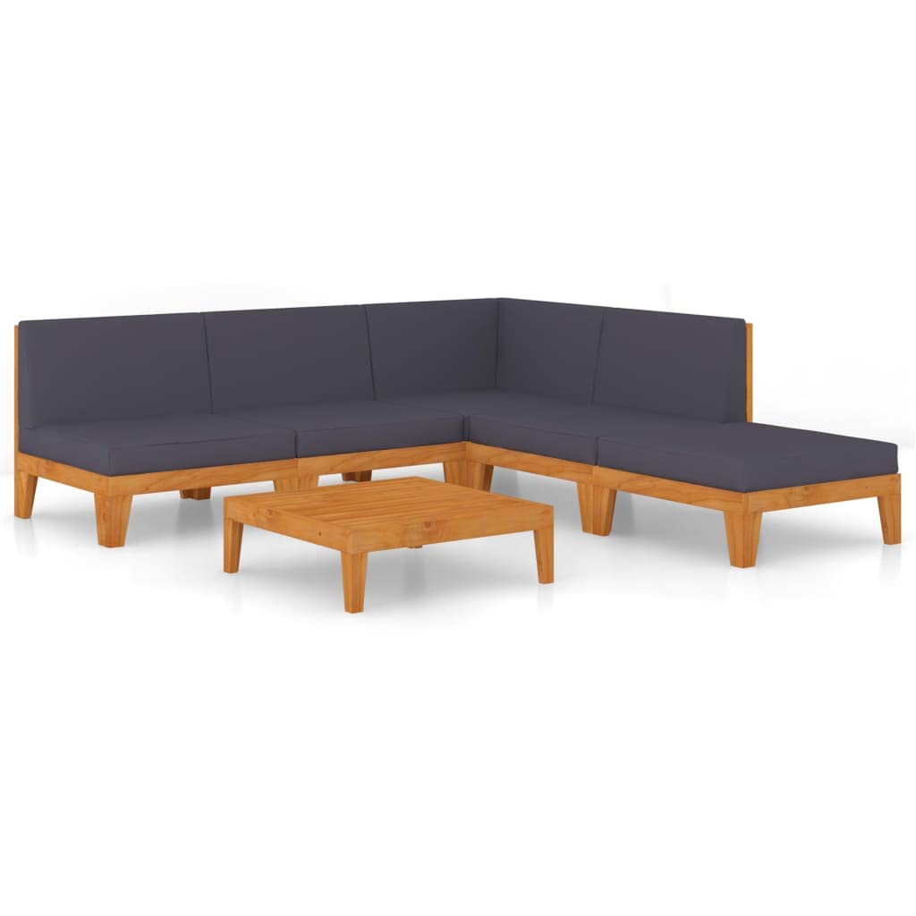 vidaXL Solid Acacia Wood Patio Lounge Set with Cushions 6 Piece Wooden Lounge Set Sofa Set Garden Outdoor Terrance Backyard Furniture