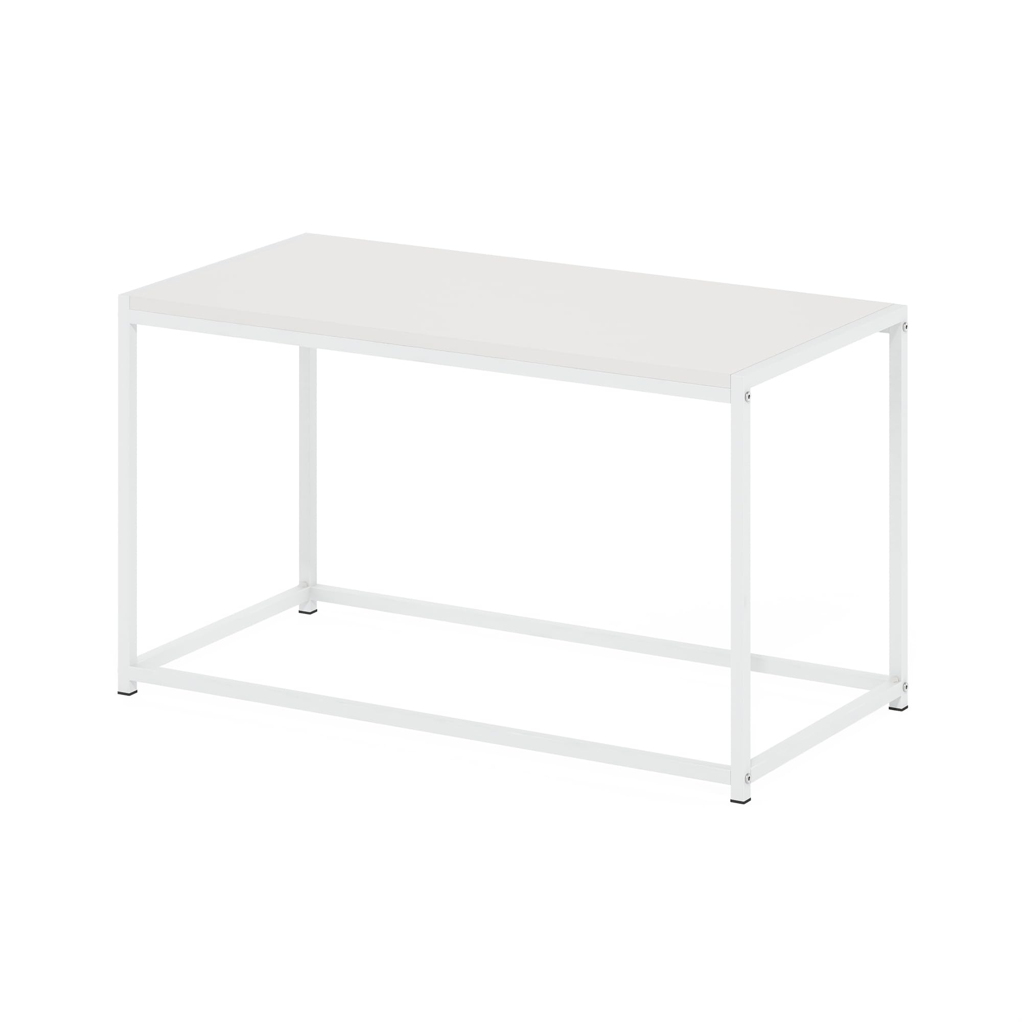 Furinno Camnus Modern Living Coffee Table, Solid White/White