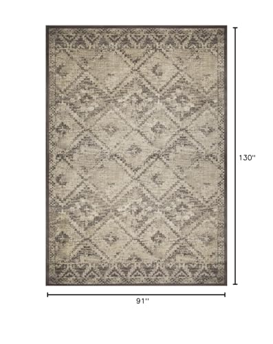 HomeRoots Grey Heat-Set Polypropelene 8’ x 11’ Gray Beige Distressed Diamond Area Rug