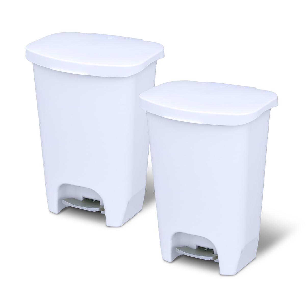 Glad 13 Gallon Trash Can 2 Pack | Plastic Kitchen Waste Bins with Odor Protection of Lid | Hands Free with Step On Foot Pedal an