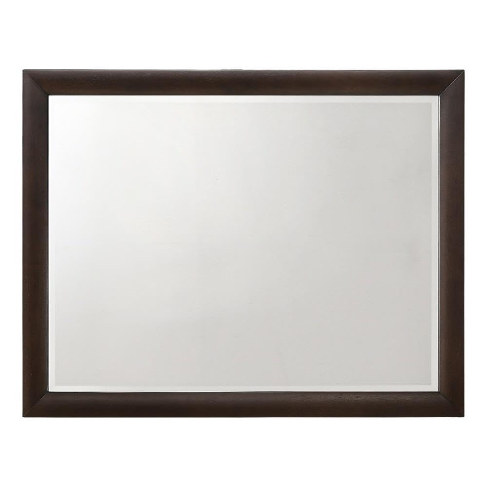 Acme Tablita Rectangular Wooden Mirror In Dark Merlot