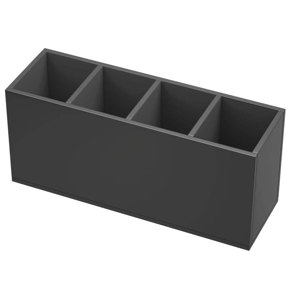 Niubee Acrylic Pen Holder 4 Compartments, Black Pencil Organizer Cup For Countertop Desk Accessory Storage (Black)