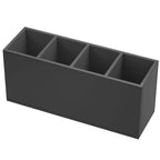 Niubee Acrylic Pen Holder 4 Compartments, Black Pencil Organizer Cup For Countertop Desk Accessory Storage (Black)