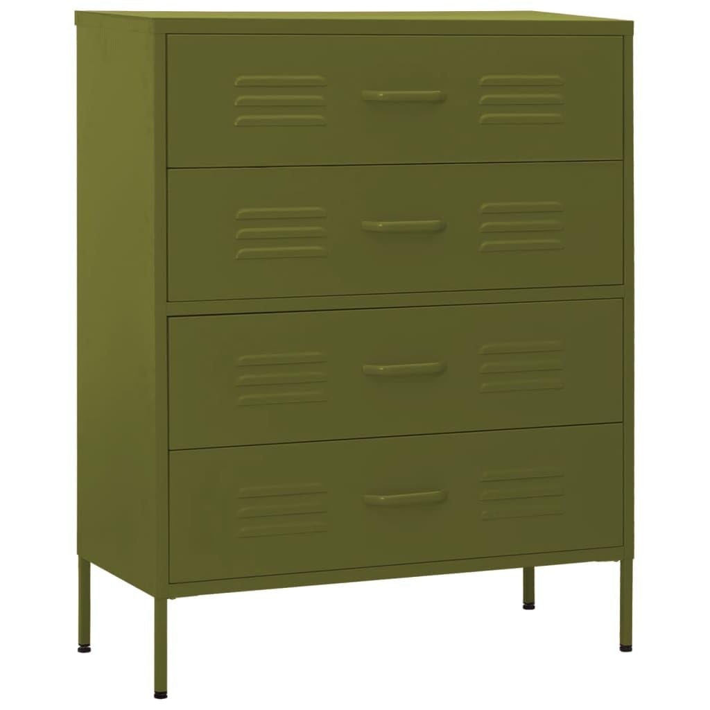 vidaXL Practical Design Chest of Drawers - Olive Green - Durable Steel Construction - Adjustable Height - 31.5&quot;x13.8&quot;x40&quot; with Extendable Drawers