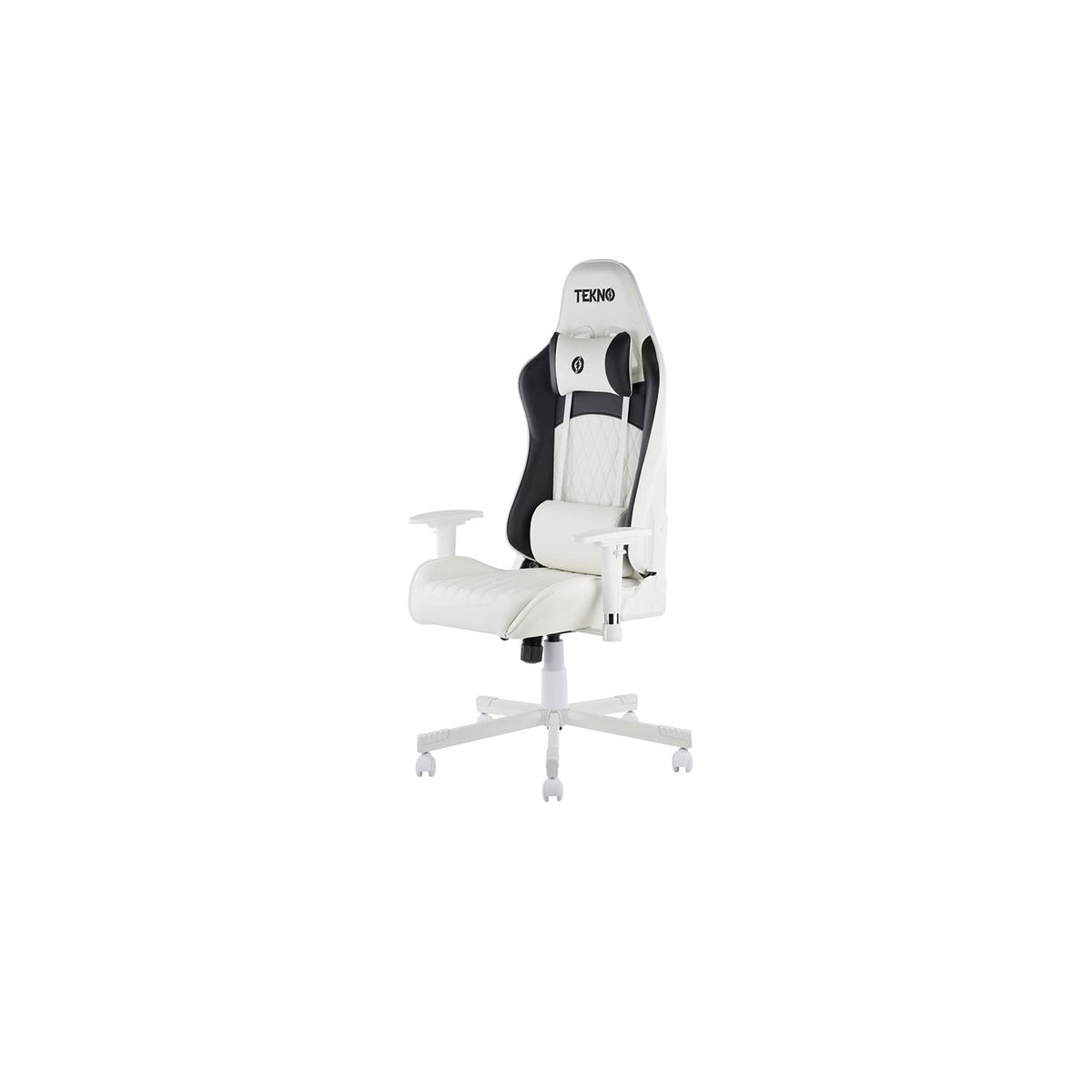 Lilola Home Owen White & Black Polyurethane Leather Gaming Chair with Support Cushion