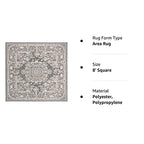 Safavieh Reflection Collection 8' Square Dark Grey / Cream Rft664B Vintage Distressed Living Room Dining Bedroom Area Rug
