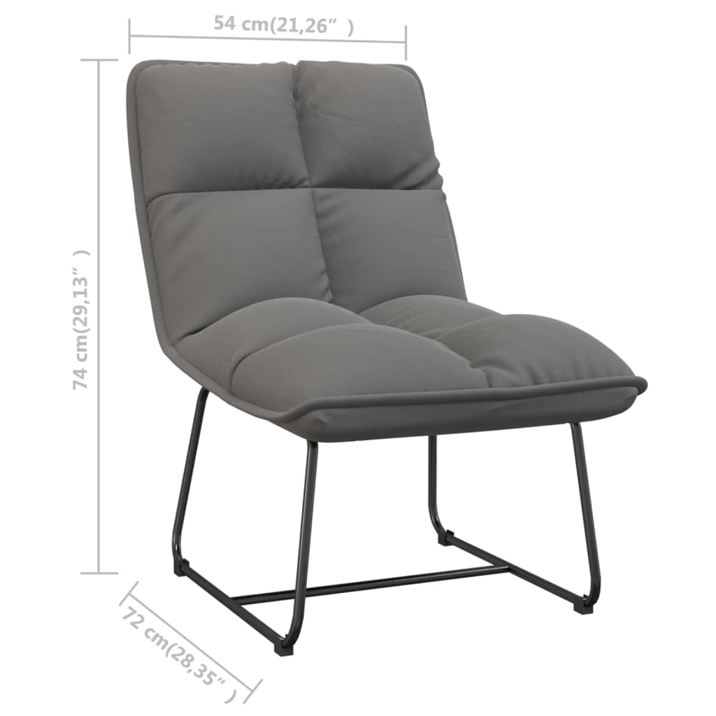 vidaXL Light Gray Velvet Leisure Chair with Fully Adjustable Backrest, Metal Frame, Thick Foam Padding, Scandinavian Style Seating Solution for Your Home