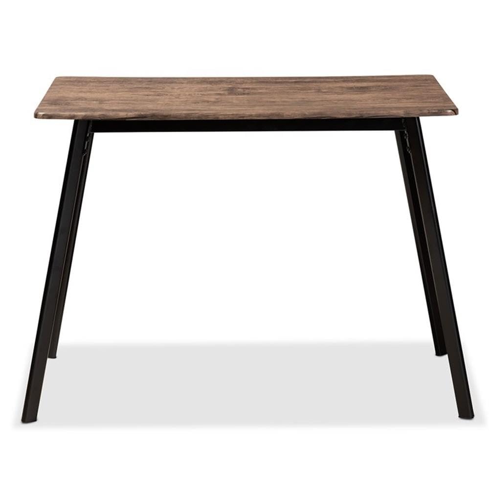Baxton Studio Calder Mid-Century Modern Walnut Brown Finished Wood and Black Metal Dining Table