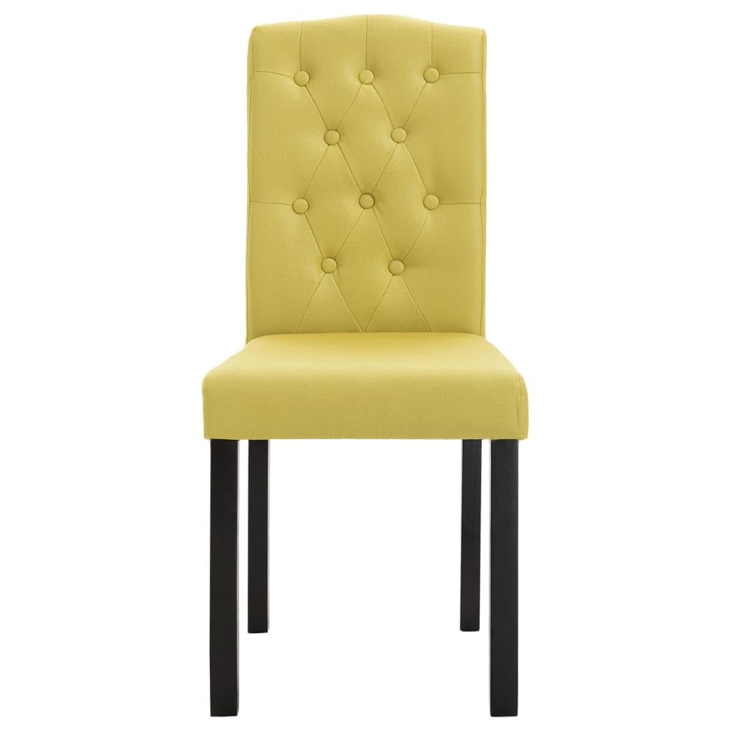 vidaXL Green Fabric Dining Chairs - 2 Pcs Set with Solid Wood Legs, Upholstered Accent Side Chairs, Easy Assembly, Home Kitchen Furniture