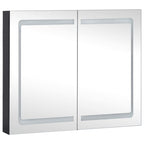 vidaXL LED Bathroom Mirror Cabinet in Anthracite Color – Modern Design - Quality MDF in Melamine Finish – Energy-Efficient LED Lighting – Spacious Storage with 3 Shelves