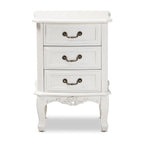 Baxton Studio Gabrielle Traditional French Country Provincial White-Finished 3-Drawer Wood Nightstand