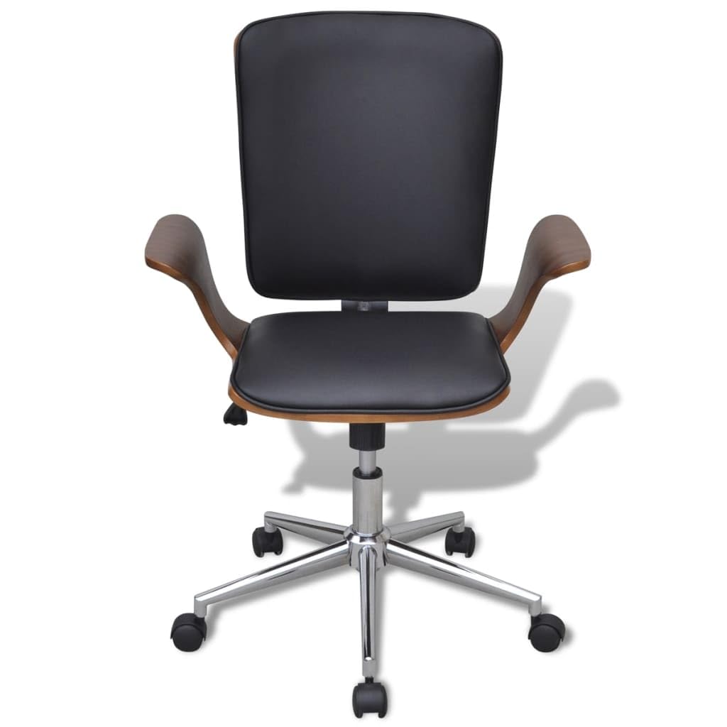 vidaXL Rotating Office Chair Curved Wood with Artificial Leather Coating