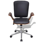vidaXL Rotating Office Chair Curved Wood with Artificial Leather Coating