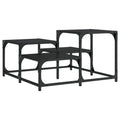 vidaXL Black Engineered Wood Coffee Table - Square Sofa Center Table with Metal Frame & Adjustable Feet for Living Room, Lounge