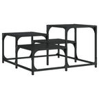 vidaXL Black Engineered Wood Coffee Table - Square Sofa Center Table with Metal Frame & Adjustable Feet for Living Room, Lounge
