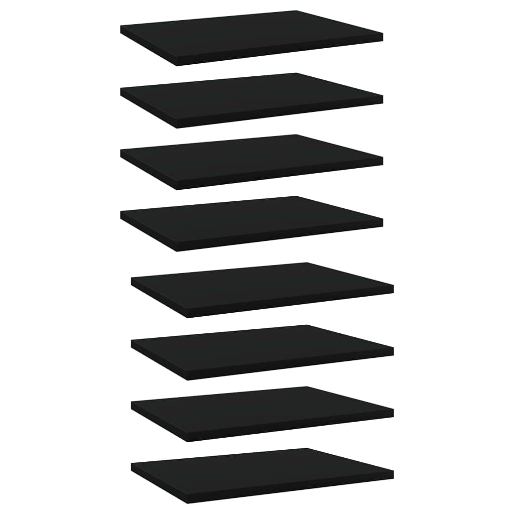 vidaXL Engineered Wood Bookshelf Boards, Set of 8, Simplistic Black Design, Compact Storage Solution, Easy-to-Clean