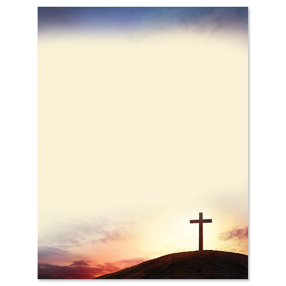 Current Sun Setting Cross Decorative Letter Paper-Religious Stationery Papers,Printable Confirmation,Communion,Baptism, Wedding,