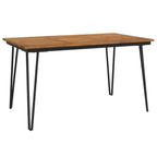 vidaXL Solid Acacia Wood Patio Table with Hairpin Metal Legs - Industrial Style Multipurpose Table for Indoor and Outdoor Use - Brown